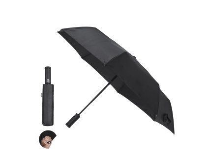 Deštník Pulsak Pongee 190T RPET. Žebra ze skelných vláken (Barva BLACK, Velikost S/T)