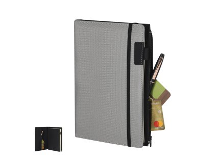 Pouzdro na poznámkový blok Katz Polyester 600D RPET (Barva GREY, Velikost S/T)