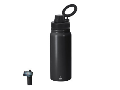 Izolovaná láhev Stork z recyklované nerezové oceli (Barva BLACK, Velikost S/T)
