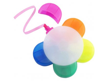 Zvýrazňovač FLOWER 5 barevný, bílý