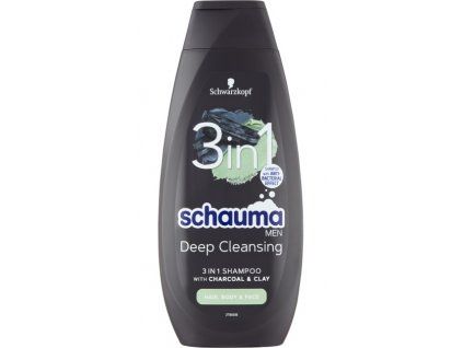 14810 schauma men sampon deep cleansing charcoal clay 3v1 400 ml