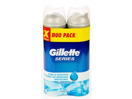 Gillette Series Pure & Sensitive gel na holení, 2 x 200 ml