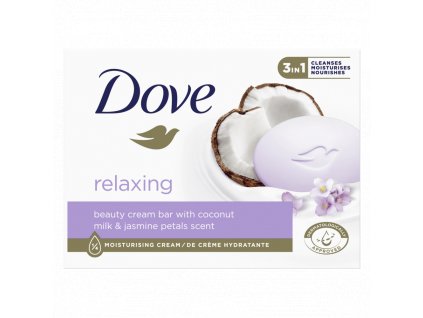 8720182258137 Dove relaxing tuhé mýdlo Kokosové mloko a jasmín, 90 g