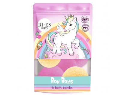 Unicorn Bath bombs strawberry and mango - šumivé koule do koupele s vůní jahod a manga, 6x55 g