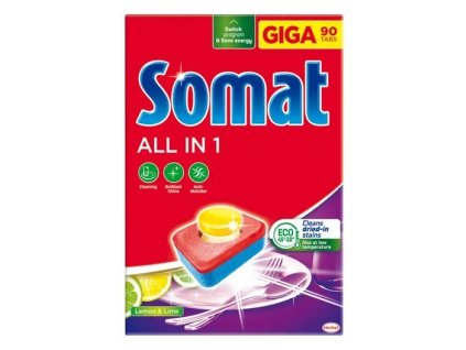 Somat tablety do myčky All in 1 Lemon & Lime, 90 ks