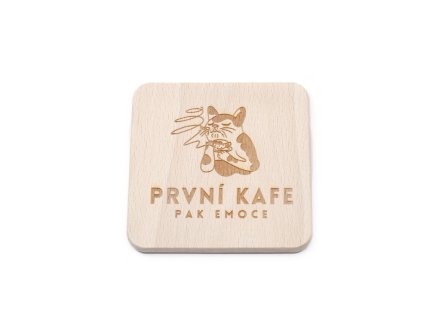 Drevený podtáčik hranatý 9 cm – Gravírovaný (emócie)