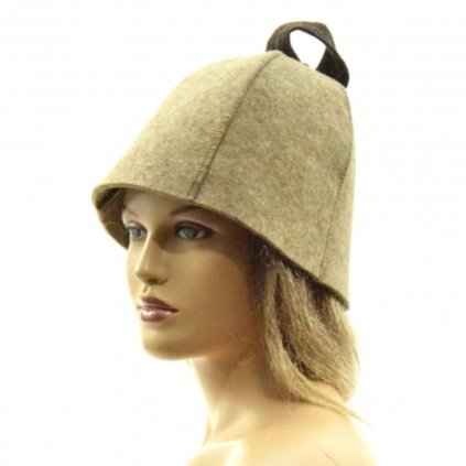 Klobouk do sauny z ovčí vlny – s ouškem na zavěšení