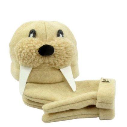 Otužovací klobouk a rukavice Mrož – 100 % ovčí vlna