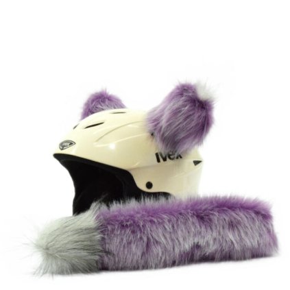 Ozdoba na helmu – Fialové bambulky a ocásek