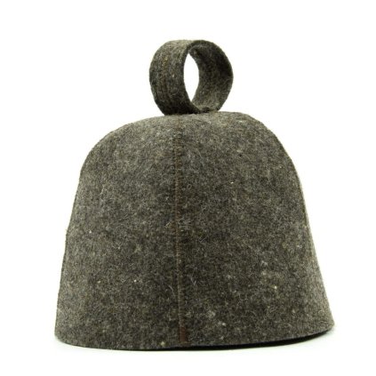 Tmavě šedý klobouk do sauny ze 100% ovčí vlny
