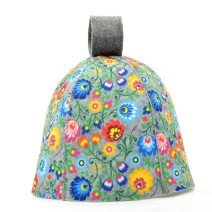 Saunová čepice Zvonek – květinový vzor