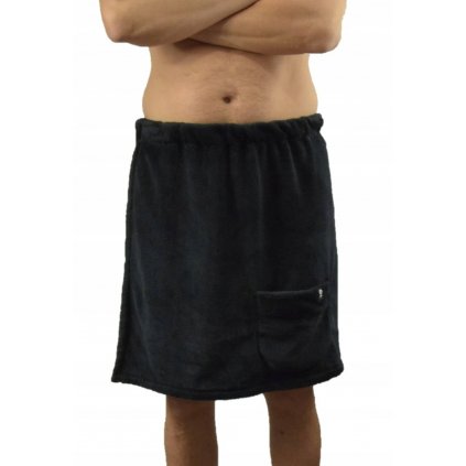 Pánský kilt do sauny z froté – černý