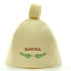 Saunová čepice zvonek s výšivkou SAUNA – 100 % ovčí vlna