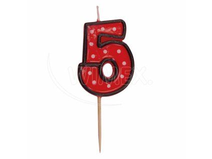 Číslová svíčka na špejli "5" 50mm [1 ks]