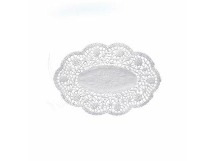 Dekorativní krajka (PAP) oválná bílá 22 x 15 cm [500 ks]