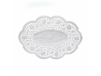 Dekorativní krajka (PAP) oválná bílá 50 x 37 cm [100 ks]