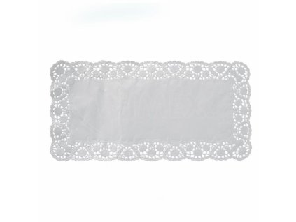 Dekorativní krajka (PAP) hranatá bílá 46 x 36 cm [100 ks]