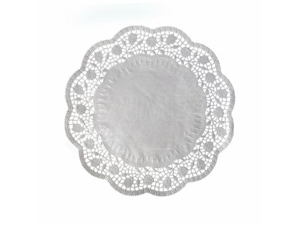Dekorativní krajka (PAP) kulatá bílá Ø34cm [100 ks]
