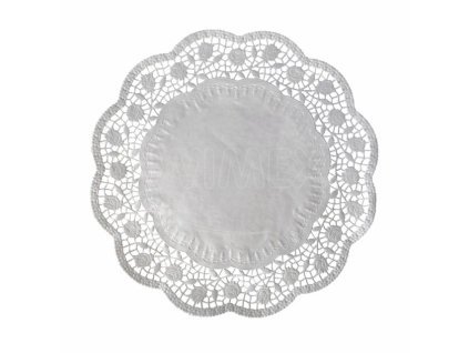 Dekorativní krajka (PAP) kulatá bílá Ø38cm [100 ks]
