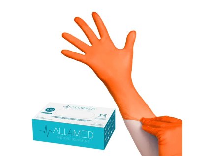 ALL4MED jednorázové rukavice - oranžové vel. M 100 ks
