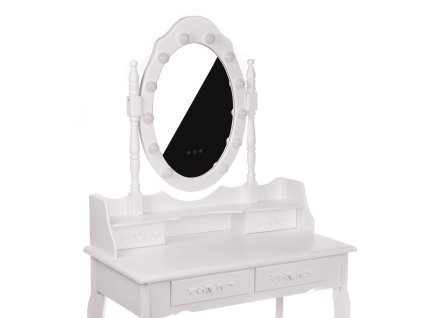 Bílý toaletní stolek NINA LED zrcadlo + stolička