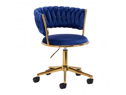 4Rico kosmetická otočná židle QS-GW01G sametově tmavě modrá