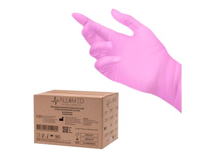 All4med jednorázové  nitrilové rukavice růžové S 10 x100ks