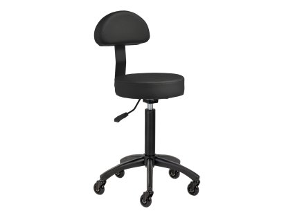 Kadeřnický taburet Comfort Plus s opěrkou – černý