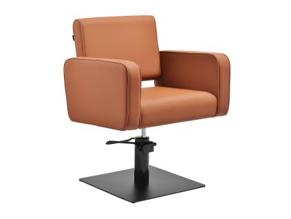 Kadeřnické křeslo Siena – hnědé, černá podstava