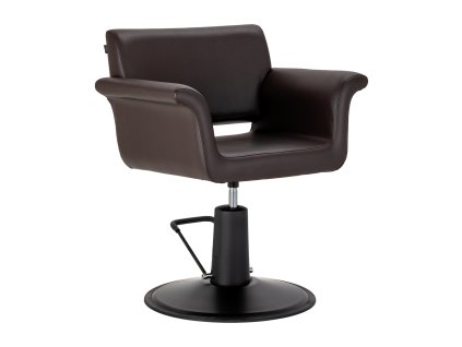 Kadeřnické křeslo Aurelian – hnědé s černou základnou