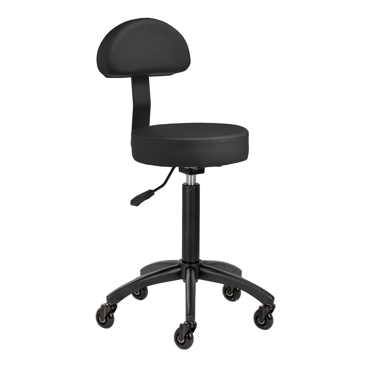 Kadeřnický taburet Comfort Plus s opěrkou – černý