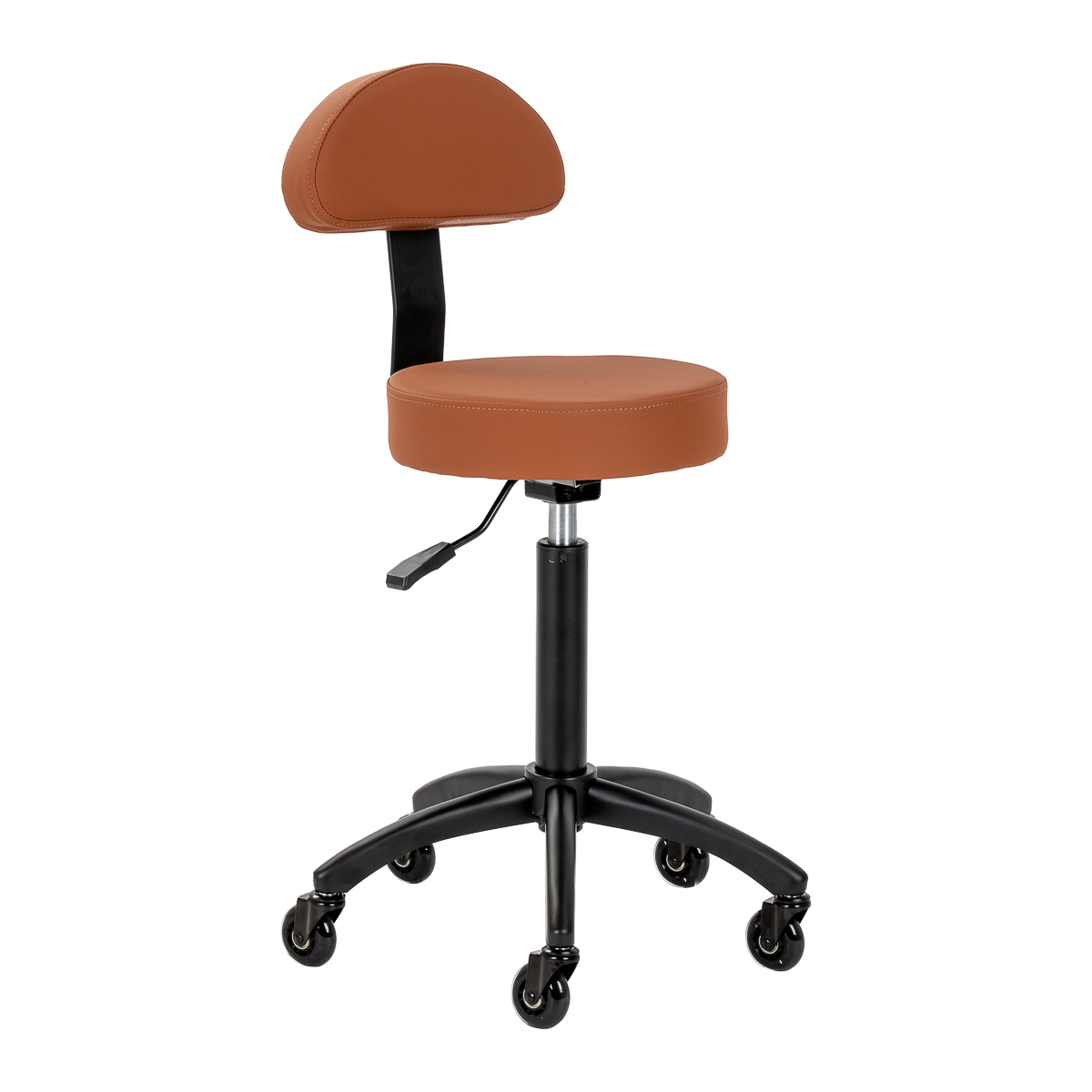 Kadeřnický taburet Comfort Plus s opěrkou – hnědý