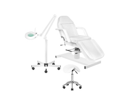 Hydraulické kozmetické lehátko 210 + Kozmetická lampa LED S5 + Kozmetická stolička 302