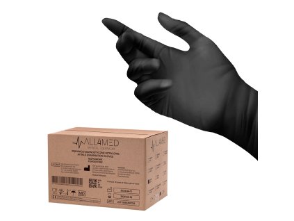 All4med jednorazové nitrilové rukavice čierne S 10 x100ks