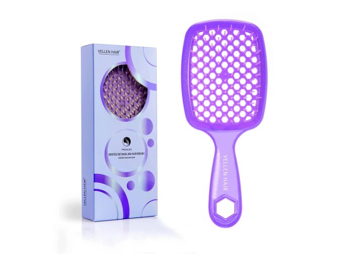 VELLEN HAIR DETANGLER BRUSH FOR CURLY AND STRAIGHT HAIR - Lila - Velkoobchod Mařík