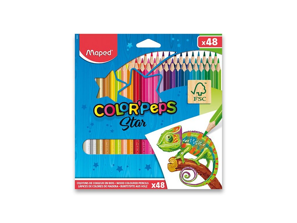 Pastelky Maped Color'Peps, trojhranné, 48 barev