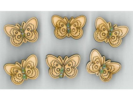Samolepky dřevěné - motýlci / 10 ks