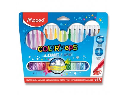 Dětské fixy Maped Color'Peps Long Life, 18 barev