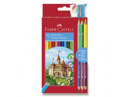 Pastelky Faber-Castell, šestihranné, 12 barev + 6 barev
