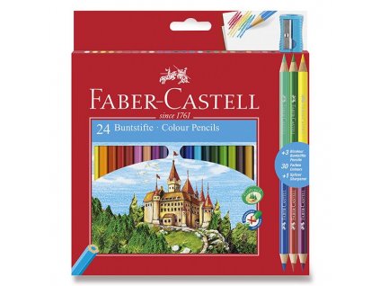 Pastelky Faber-Castell, šestihranné, 24 barev + 6 barev