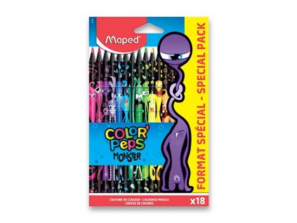 Pastelky Maped Color'Peps Monster, trojhranné, 18 barev