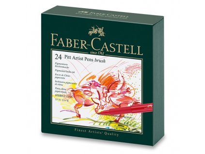 Popisovač Faber-Castell Pitt Artist Pen Brush studio box, 24 ks