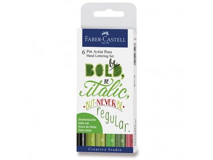 Popisovač Faber-Castell Pitt Artist Pen Hand Lettering 6 kusů, zelená sada