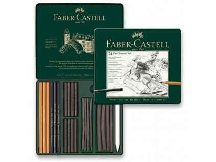 Uhel Faber-Castell Pitt Monochrome Charcoal plechová krabička, 24 ks