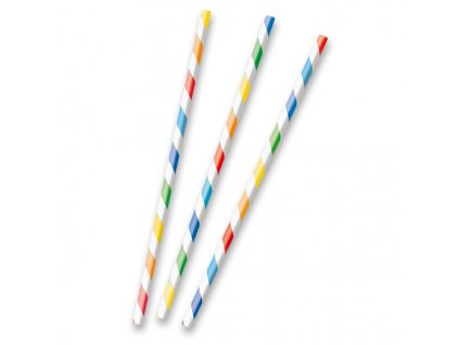 Papírová brčka s proužky základní barvy, 12 ks