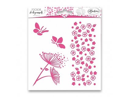 Plastová šablona AladinE - Pochoir Textile - Kytičky - 15 x 15 cm