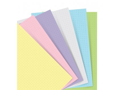Filofax, Papíry pro notebook, tečkované, kapesní, mix pastelových barev