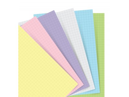 Filofax, Papíry pro notebook, čtverečkované, kapesní, mix pastelových barev