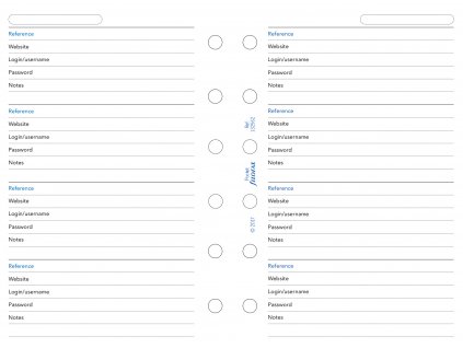 Filofax, Seznam hesel pro diáře, bílá