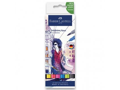 Akvarelový popisovač Faber-Castell Goldfaber Aqua Dual Marker sada, 6 barev